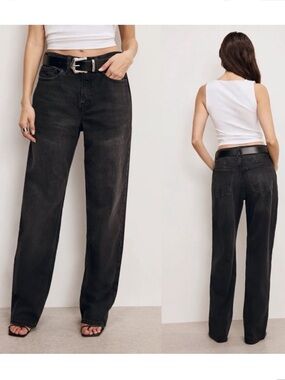 Good American Good 90’s Mid Rise Baggy Jeans in Black